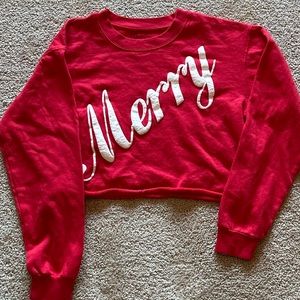 FREEZE brand Merry Christmas cropped sweater